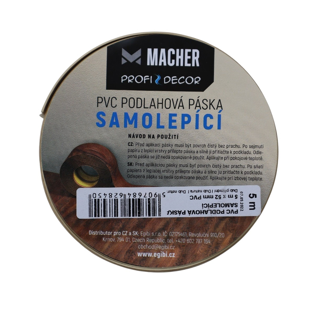 PVC podlahová páska SAMOLEPIACE Dub prírodný - 5m Macher  