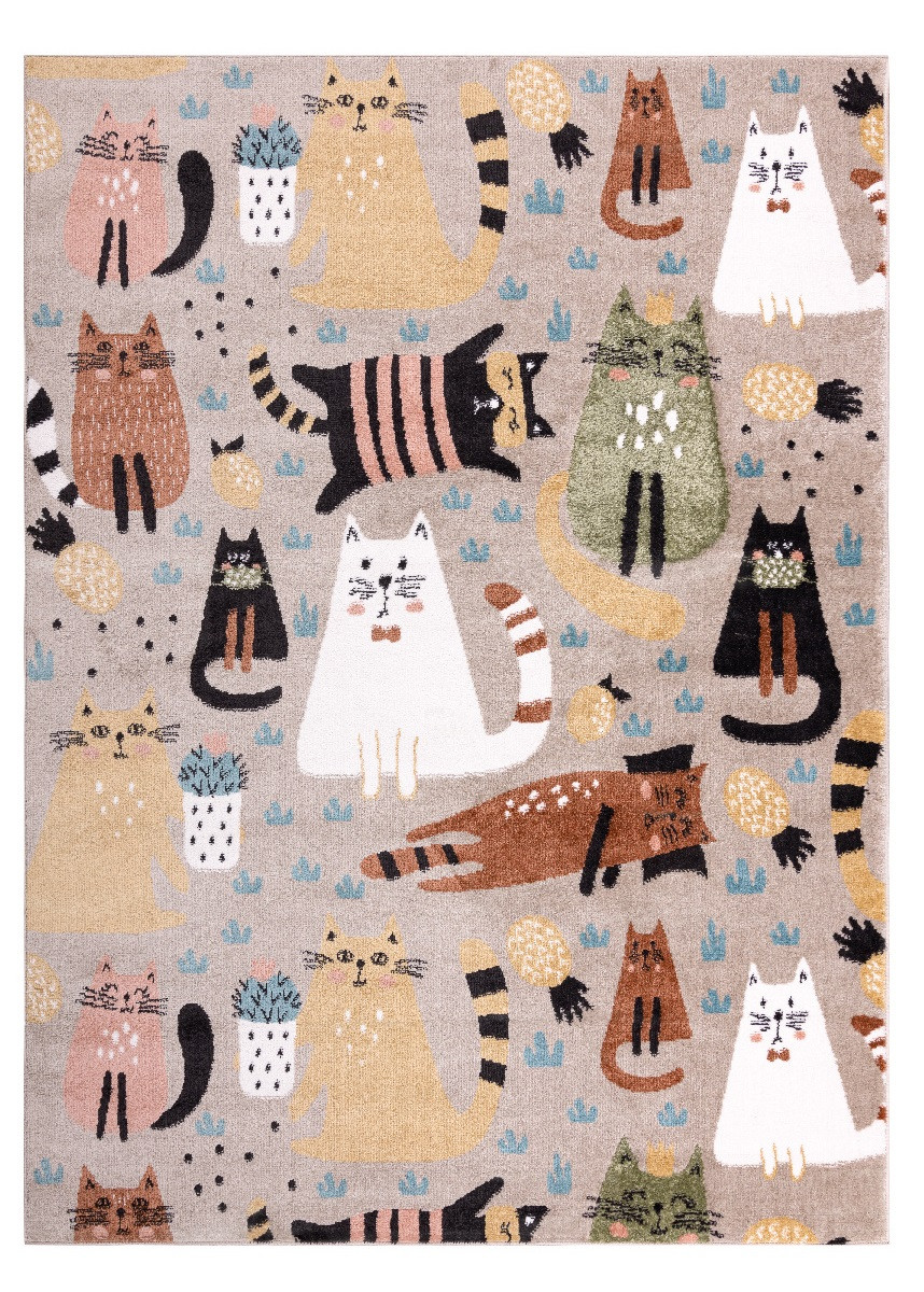 Detský kusový koberec Fun Kittens Cats beige - 200x290 cm Dywany Łuszczów 