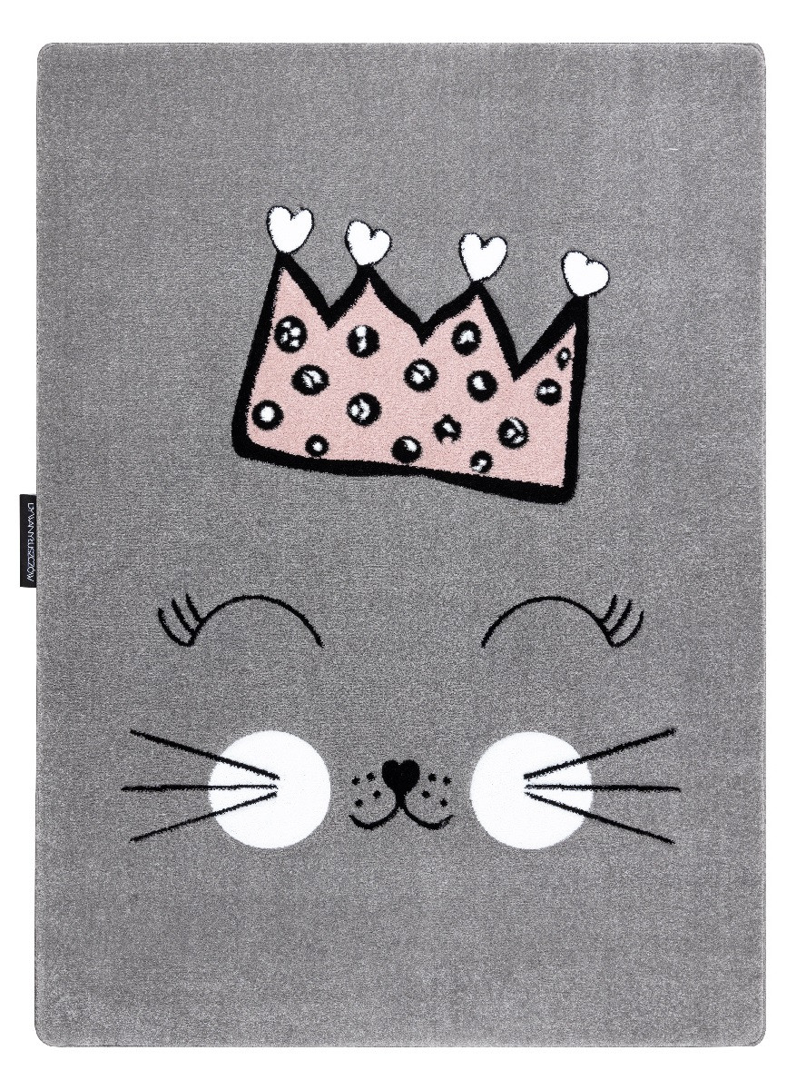 Detský kusový koberec Petit Cat crown grey - 160x220 cm Dywany Łuszczów 