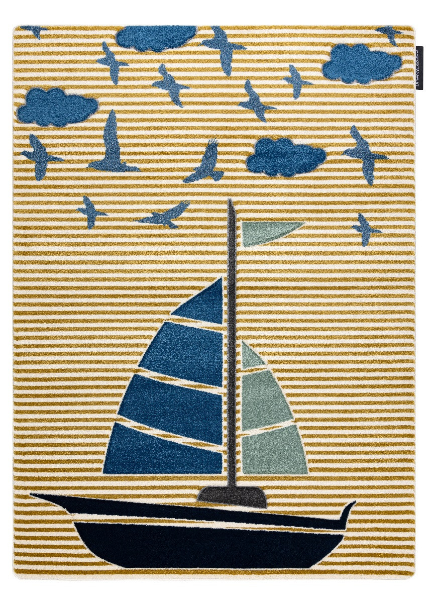Detský kusový koberec Petit Sail boat gold - 140x190 cm Dywany Łuszczów 