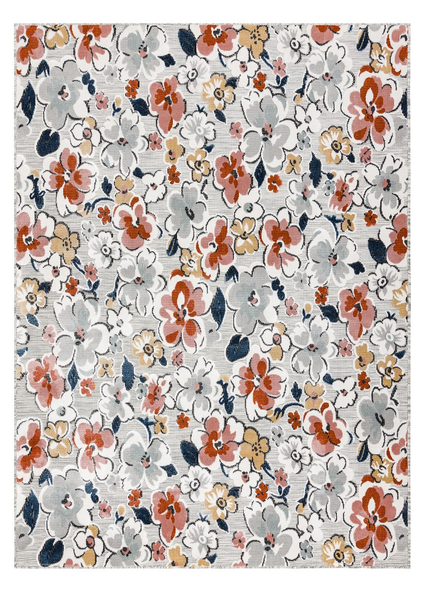 Kusový koberec Botanic 65239 flowers grey – na von aj na doma - 78x150 cm Dywany Łuszczów 