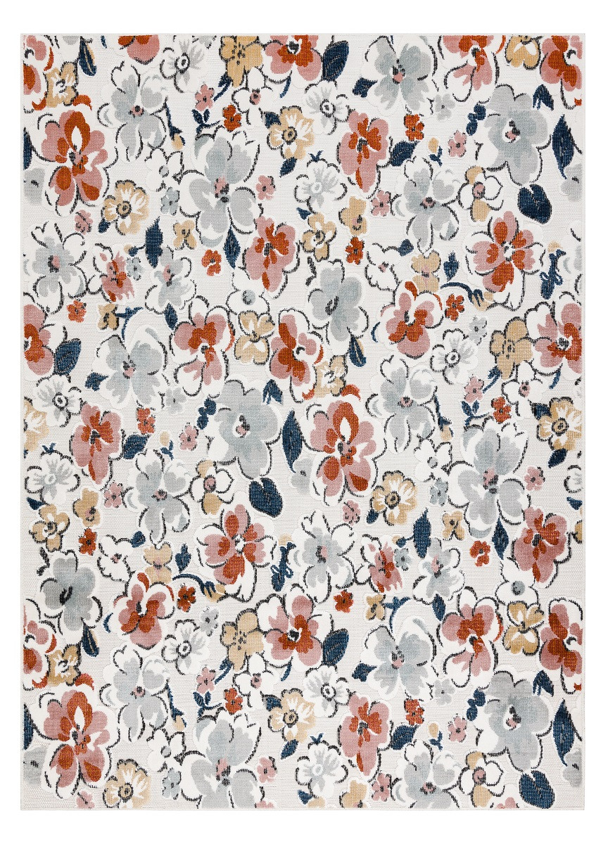 Kusový koberec Botanic 65239 flowers ecru – na von aj na doma - 117x170 cm Dywany Łuszczów 