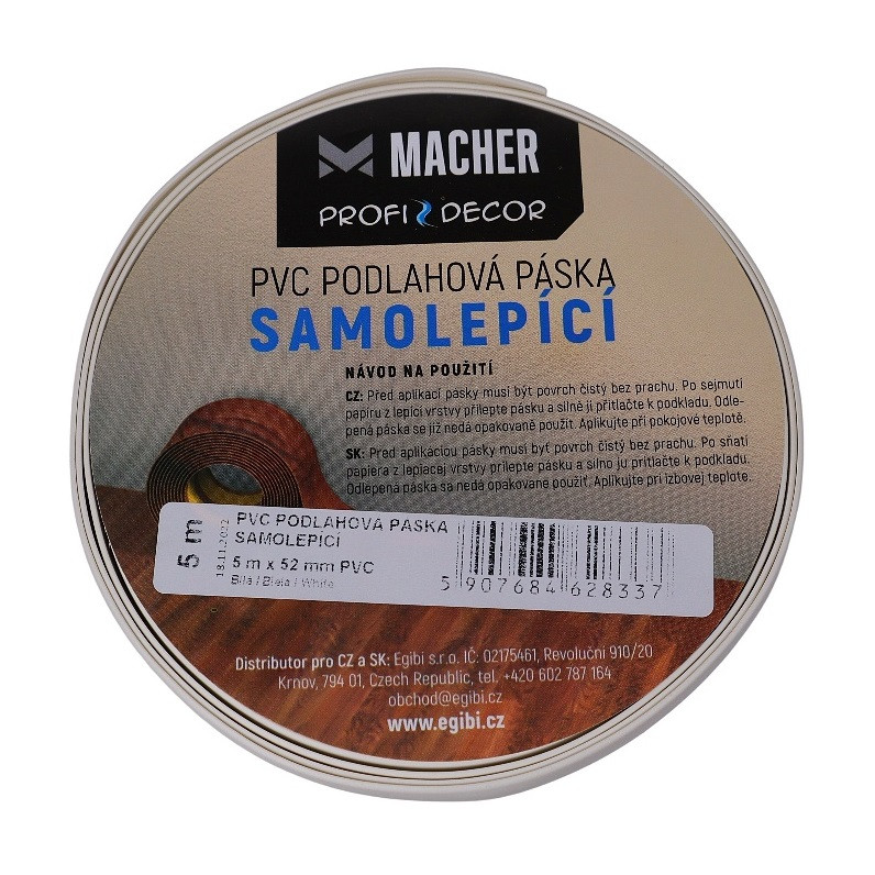PVC podlahová páska SAMOLEPIACE biela - 5m Macher  