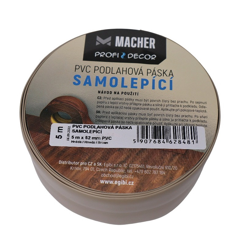 PVC podlahová páska SAMOLEPIACE hnedá - 5m Macher  