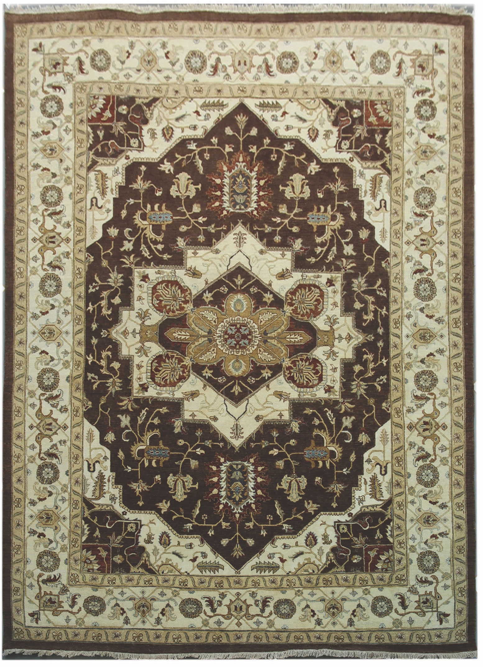 Ručne viazaný kusový koberec Diamond DC-SIRAPI Brown / ivory - 120x170 cm Diamond Carpets koberce 
