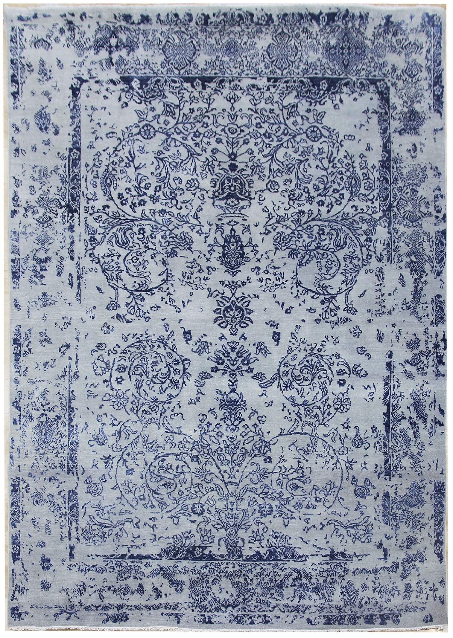 Ručne viazaný kusový koberec Diamond DC-JK ROUND Silver / peacock blue - 160x230 cm Diamond Carpets koberce 