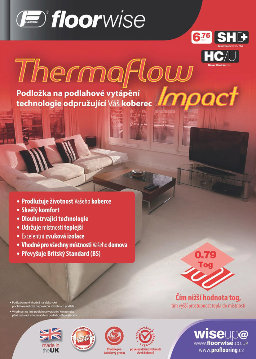 Podložka pod koberec Floorwise Thermaflow Impact - Rozmer na mieru, šírka 133 cm cm Floorwise 