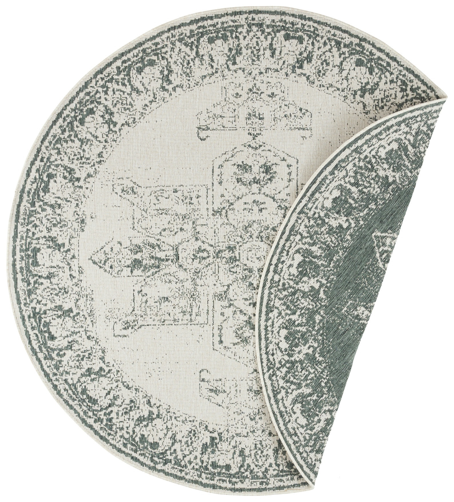 Kusový koberec Twin Supreme 104139 Green / Cream kruh – na von aj na doma - 140x140 (priemer) kruh cm NORTHRUGS - Hanse Home koberce 