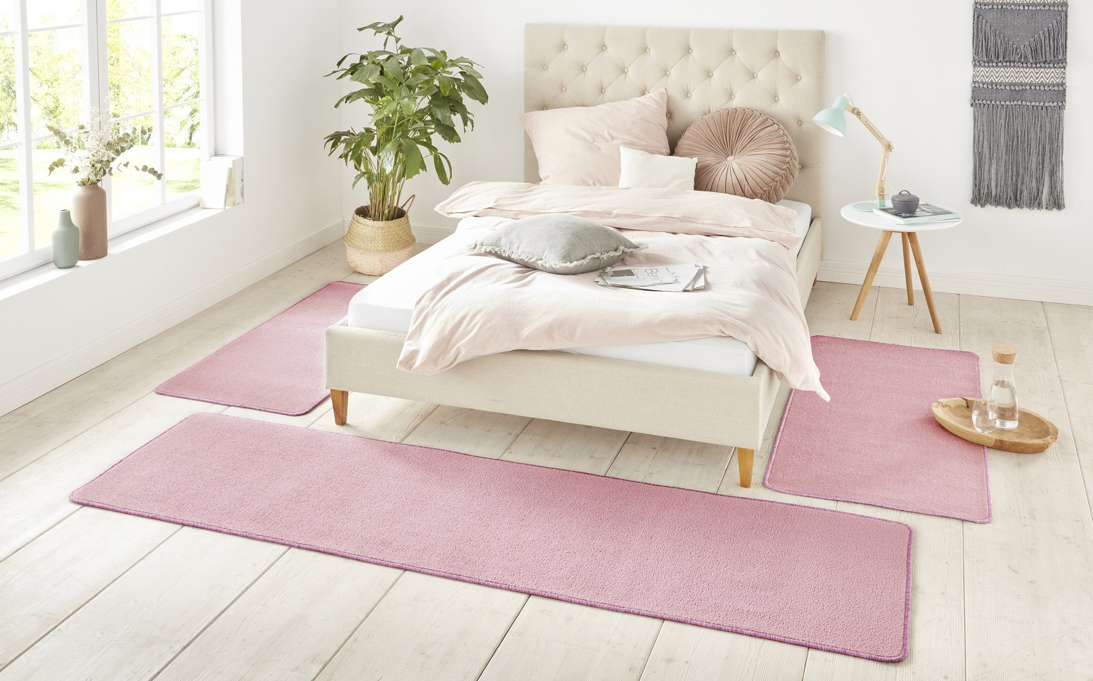 Kobercová sada Nasty 104446 Light-Rose - 3 diely: 70x140 cm (2x), 70x240 cm (1x) cm Hanse Home Collection koberce 